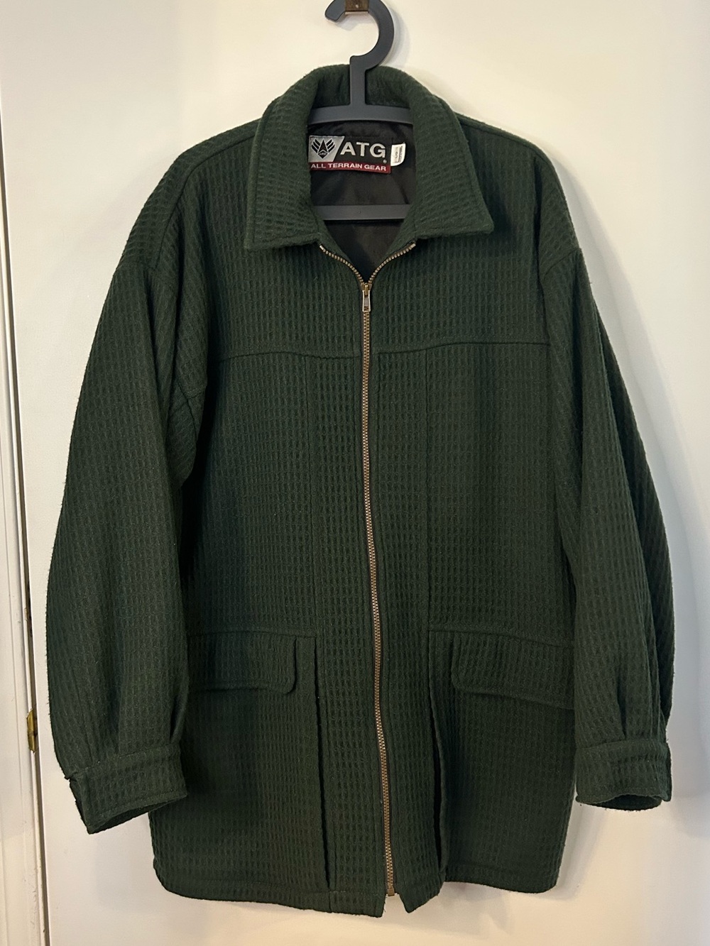 ATG All Terrain Gear Men's Wool Blend Forest Green Zip-Front Jacket Size L